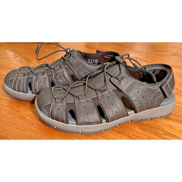 NEW Clark’s Men’s Black Leather Fisherman Sandals Size 12 Adjustable main image 6